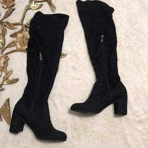 liz claiborne womens anabella over the knee block heel zip boots